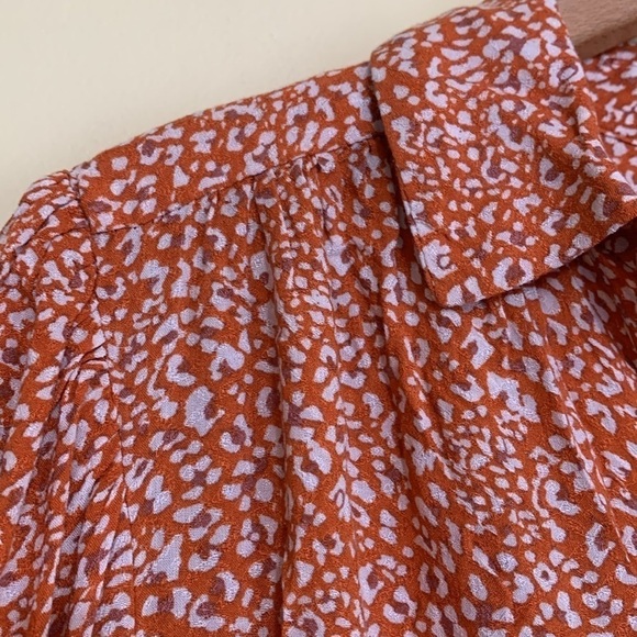 Free People Rust Celia Ditsy Viscose Floral Tie Front Shortsleeve Button Top S - Picture 10 of 17